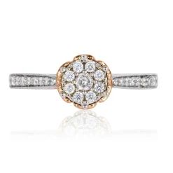 Enchanted Disney Fine Jewelry 14K White Gold and Rose Gold 1/3 CTTW Belle Rose Composite Engagement Ring