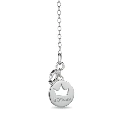 Enchanted Disney Fine Jewelry Sterling Silver and 10K Rose Gold with 1/6 CTTW Diamonds and Garnet Mulan Flower Pendant Necklace