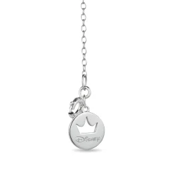 Enchanted Disney Fine Jewelry Sterling Silver with 1/8 CTTW Diamonds and Swiss Blue Topaz Cinderella Love Pendant Necklace
