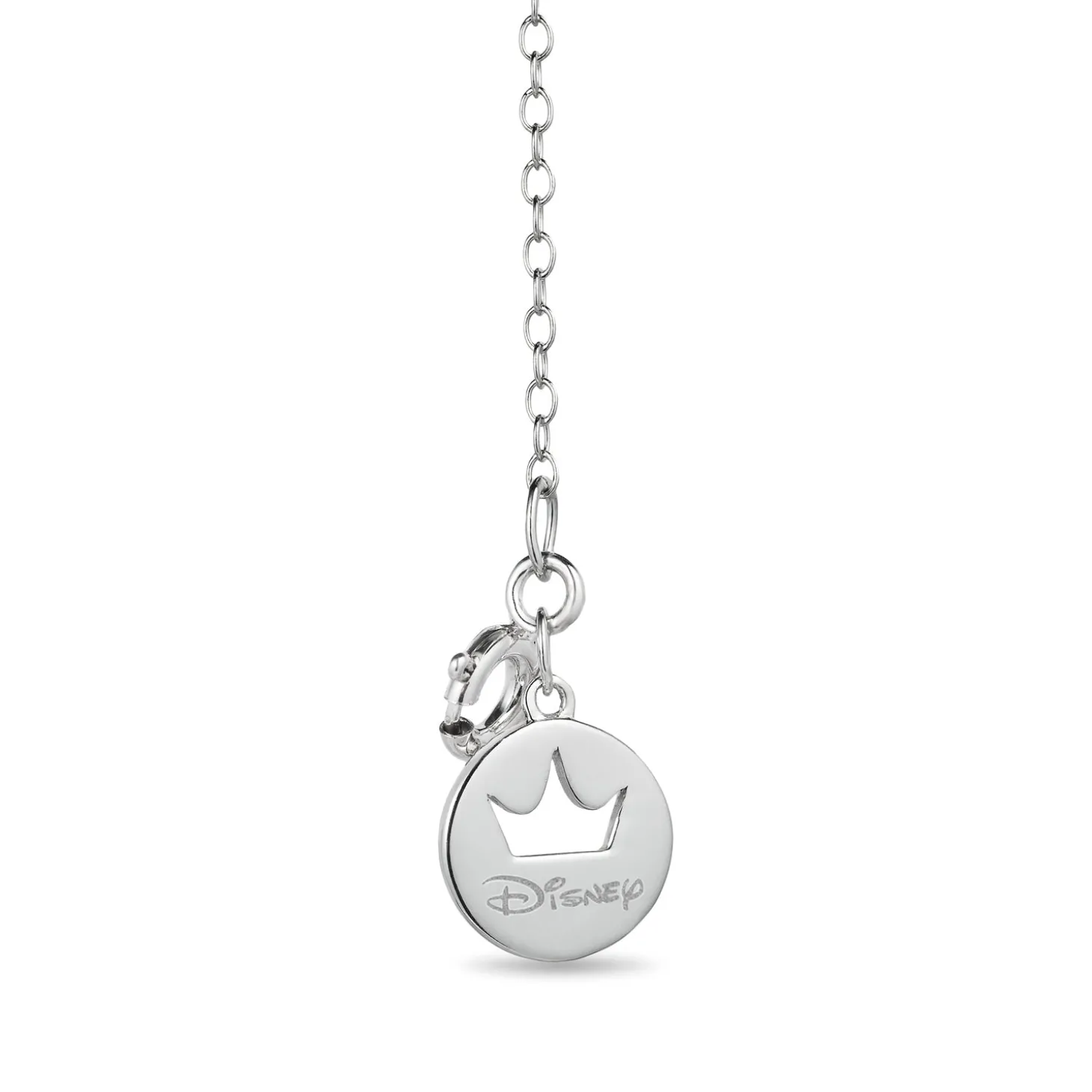 Enchanted Disney Fine Jewelry Sterling Silver with 1/8 CTTW Diamonds and Swiss Blue Topaz Cinderella Love Pendant Necklace