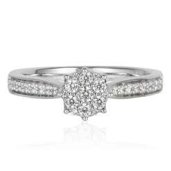 Enchanted Disney Fine Jewelry 10K White Gold with 1/3 CTTW Diamonds and Amethyst Ariel Engagement Ring