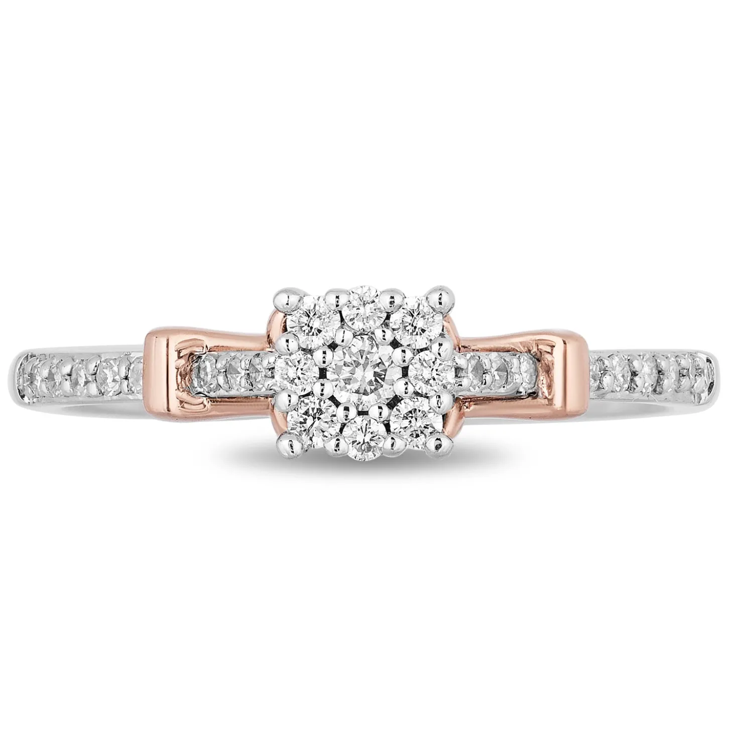 Enchanted Disney Fine Jewelry 10K White Gold and Rose Gold with 1/5 CTTW Diamond Snow White Promise Ring