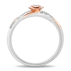 Enchanted Disney Fine Jewelry 14K Rose Gold Over Sterling Silver with 1/10 CTTW Diamonds Belle Promise Ring