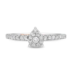 Enchanted Disney Fine Jewelry 10K White Gold and Rose Gold 1/3 CTTW Ariel Shell Engagement Ring
