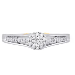 Enchanted Disney Fine Jewelry 10k White Gold and Yellow Gold with 1/5 CTTW Tinker Bell Promise Ring