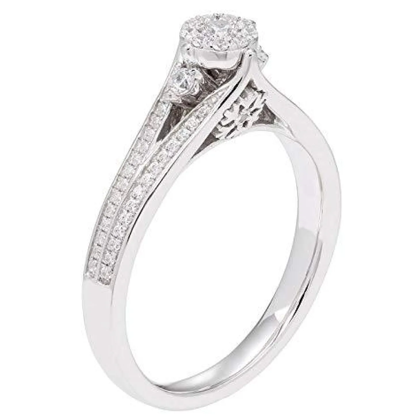 Enchanted Disney Fine Jewelry 10K White Gold 1/3 CTTW Elsa Snowflake Engagement Ring