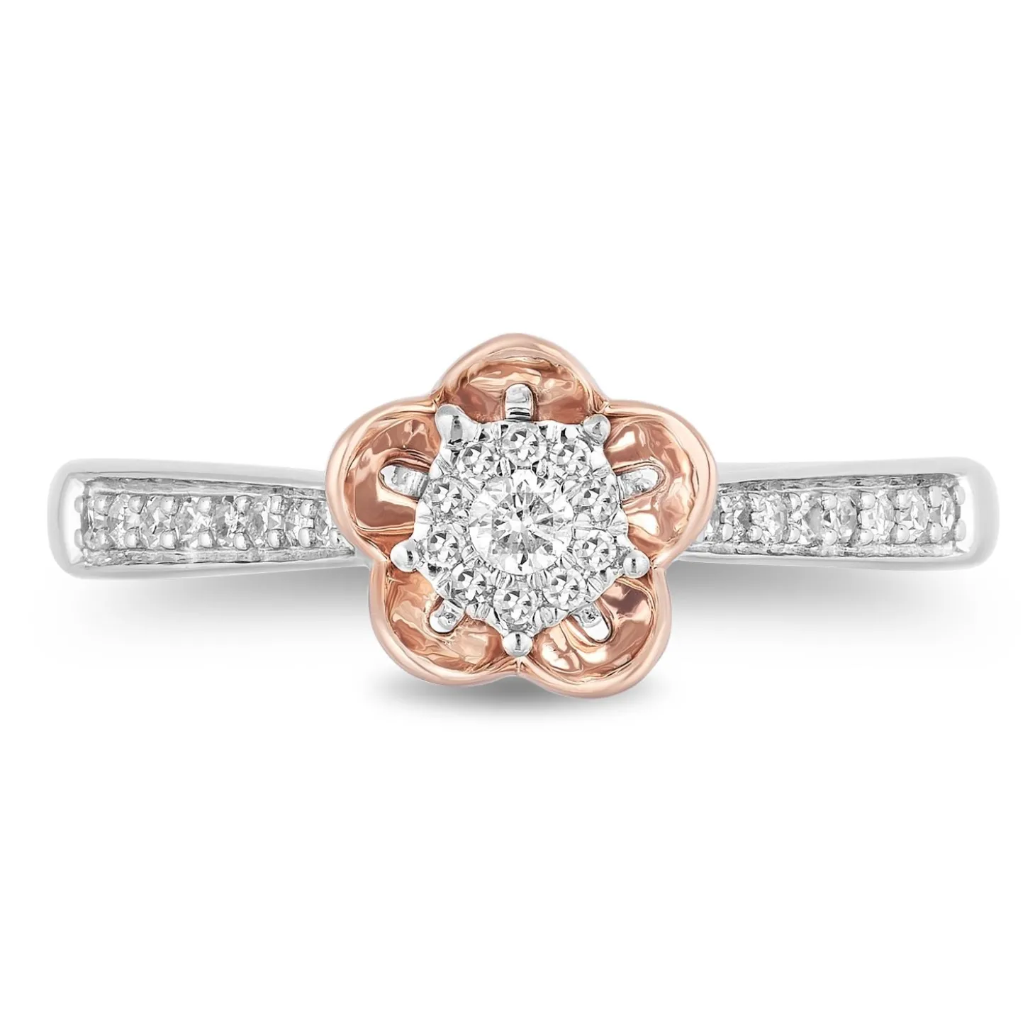 Enchanted Disney Fine Jewelry 10K White Gold and Rose Gold with 1/5 CTTW Diamond Mulan Promise Ring