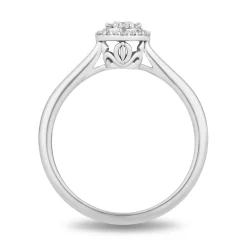 Enchanted Disney Fine Jewelry Sterling Silver with 1/6 CTTW Diamonds Cinderella Engagement Ring