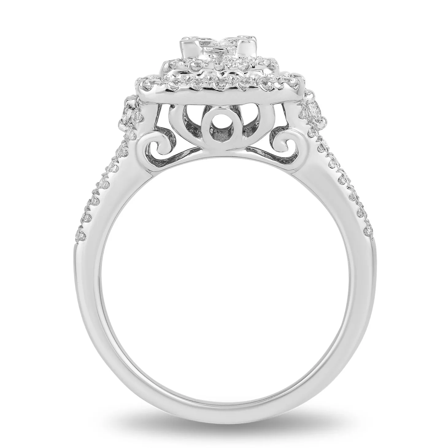 Enchanted Disney Fine Jewelry 10K White Gold with 1 CTTW Diamonds Cinderella Engagement Ring