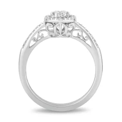 Enchanted Disney Fine Jewelry 14K White Gold with 1/2 CTTW Diamonds Cinderella Engagement Ring