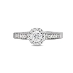 Enchanted Disney Fine Jewelry 14k White Gold  and Rose Gold with 1/2 CTTW Ariel Shell Engagement Ring