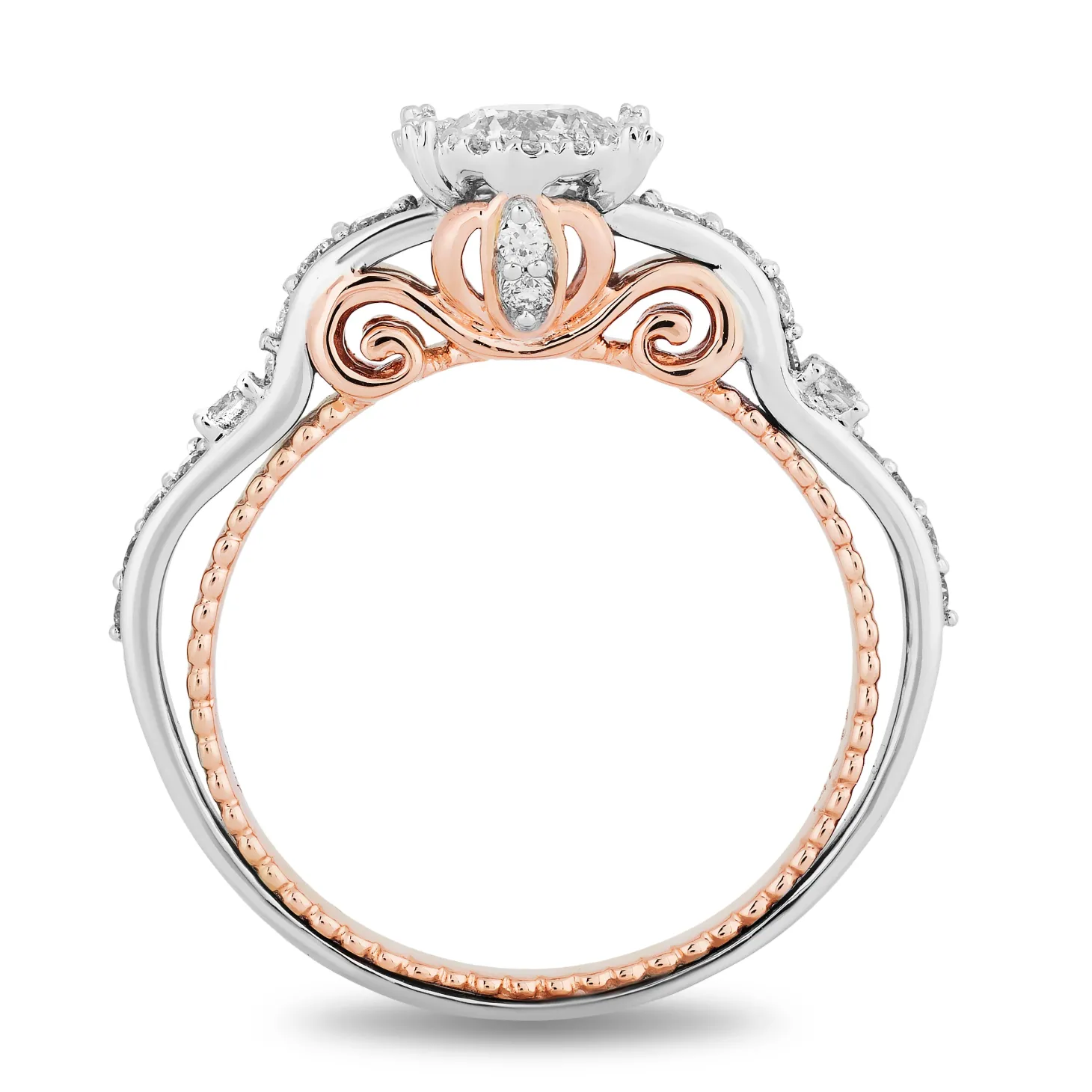 Enchanted Disney Fine Jewelry 14K White Gold and Rose Gold with 1 1/10 CTTW Cinderella Bridal Set