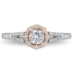 Enchanted Disney Fine Jewelry 14K White Gold and Rose Gold 3/4 CTTW Mulan Engagement Ring