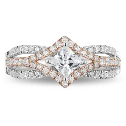 Enchanted Disney Fine Jewelry 14K White Gold and Rose Gold with 1 CTTW Aurora Engagement Ring