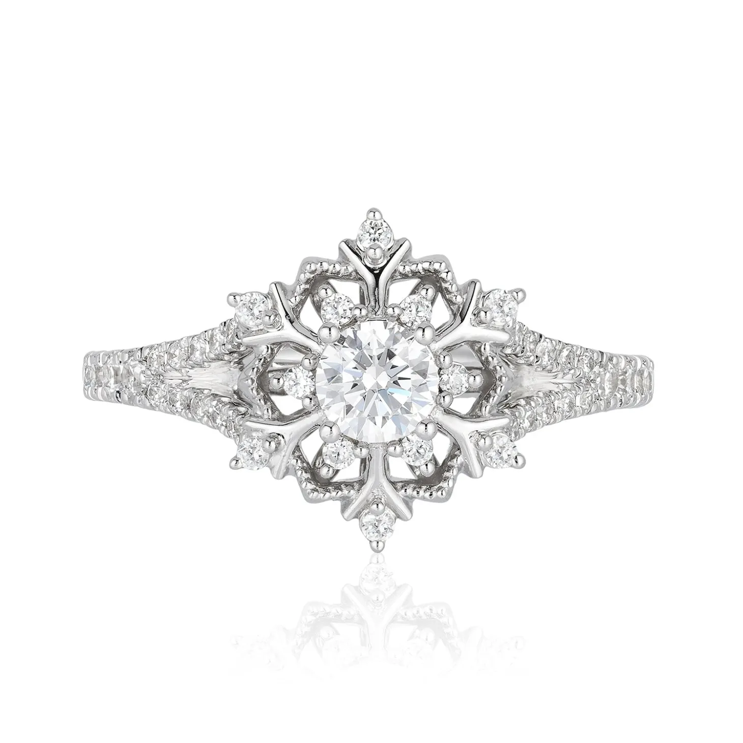 Enchanted Disney Fine Jewelry 14K White Gold with 5/8 CTTW Diamond Elsa Engagement Ring
