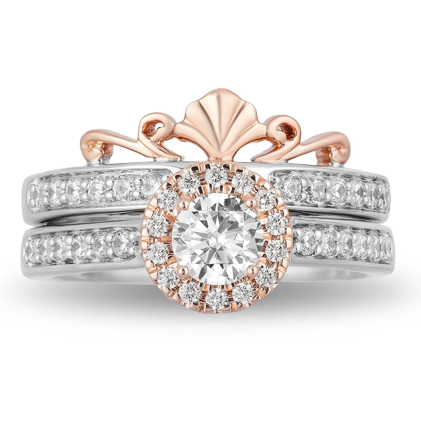 Enchanted Disney Fine Jewelry 14K White Gold And Rose Gold With 9/10 CTTW Diamond Ariel Bridal Set