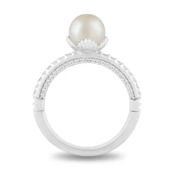 Enchanted Disney Fine Jewelry 14K White Gold with 3/8 CTTW Diamonds and Akoya Pearl Ariel Engagement Ring