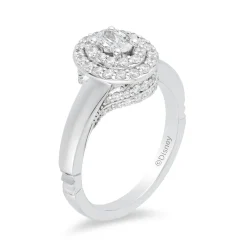 Enchanted Disney Fine Jewelry 14K White Gold with 3/4 CTTW Oval Center Diamond Pocahontas Engagement Ring