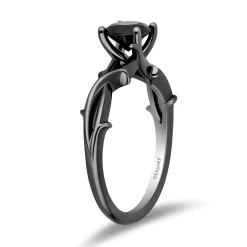 Enchanted Disney Fine Jewelry Black Rhodium over 14K White Gold with 1 CTTW Black Diamonds Maleficent Engagement Ring