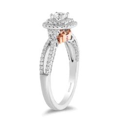 Enchanted Disney Fine Jewelry 14K White Gold and Rose Gold with 3/4 CTTW Diamond Castle Majestic Princess Engagement Ring