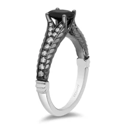 Enchanted Disney Fine Jewelry Black Rhodium over 14K White Gold with 1 CTTW White and Black Diamonds Maleficent Ring