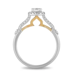 Enchanted Disney Fine Jewelry 14K White Gold and Yellow Gold with 3/4 CTTW Diamond Jasmine Engagement Ring
