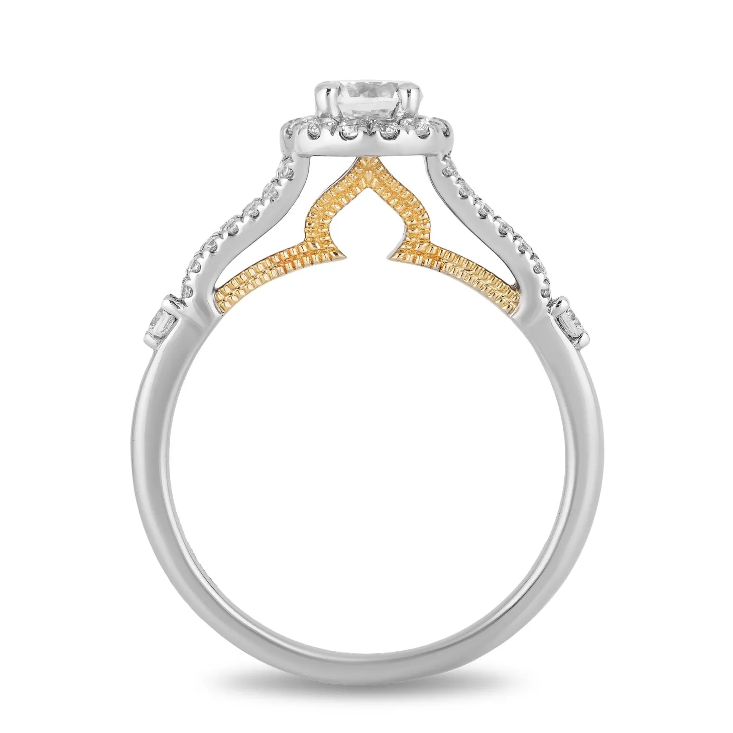 Enchanted Disney Fine Jewelry 14K White Gold and Yellow Gold with 3/4 CTTW Diamond Jasmine Engagement Ring