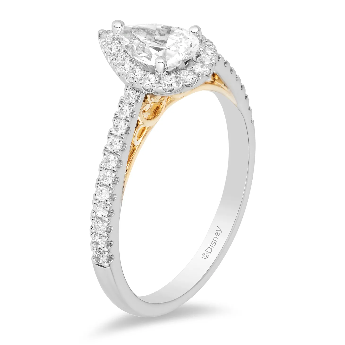 Enchanted Disney Fine Jewelry 14K White Gold and Yellow Gold With 3/4 CTTW Diamond Rapunzel Engagement Ring