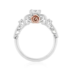 Enchanted Disney Fine Jewelry 14K White Gold and Rose Gold with 3/4 CTTW Belle Engagement Ring