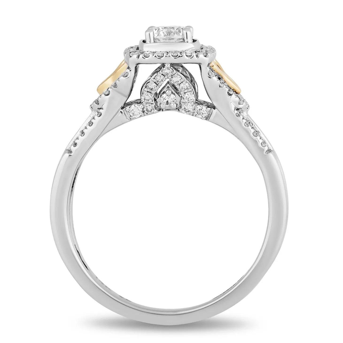 Enchanted Disney Fine Jewelry 14K White Gold and Yellow Gold with 3/4 CTTW Diamond Jasmine Engagement Ring