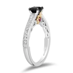 Enchanted Disney Fine Jewelry 14K White Gold and Yellow Gold with 1 CTTW Diamonds and Ruby Evil Queen Engagement Ring