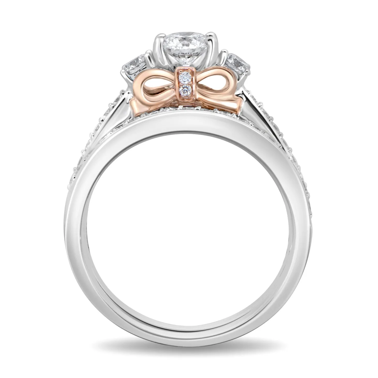 Enchanted Disney Fine Jewelry 14K White Gold and Rose Gold with 1 1/5 CTTW Snow White Bridal Set