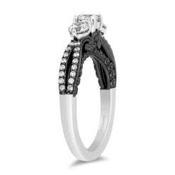 Enchanted Disney Fine Jewelry 14K White Gold with Black Rhodium Ursula Three Stone Engagement ring with 1 1/4 CTTW Diamonds