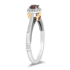 Enchanted Disney Fine Jewelry Black Rhodium Over Sterling Silver and 10K Yellow Gold with 1/5 CTTW Diamonds and Garnet Evil Queen Ring