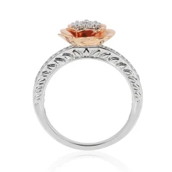 Enchanted Disney Fine Jewelry 14K Rose Gold Over Sterling Silver 1/4 CTTW Belle Rose Composite Ring