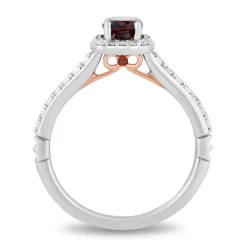 Enchanted Disney Fine Jewelry 14K White Gold and Rose Gold with 1/3 CTTW Diamonds and Garnet Snow White Engagement Ring