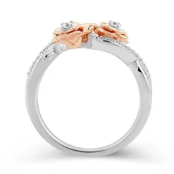 Enchanted Disney Fine Jewelry 14K Rose Gold Over Sterling Silver 1/6 CTTW Belle Rose Fashion Ring