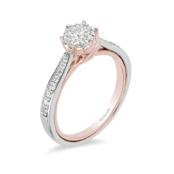 Enchanted Disney Fine Jewelry 10K White Gold and Rose Gold 1/3 CTTW Belle Composite Rose Engagement Ring