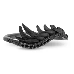 Enchanted Disney Fine Jewelry Sterling Silver with Black Rhodium 1/8 CTTW Maleficent Wings Ring