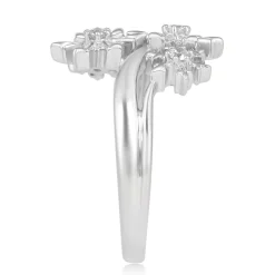Enchanted Disney Fine Jewelry Sterling Silver with 1/10 CTTW Diamonds Elsa Snowflake Ring