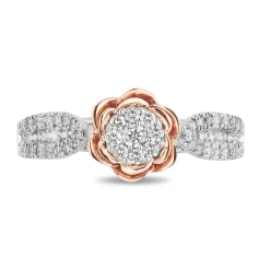 Enchanted Disney Fine Jewelry 14K White Gold and Rose Gold with 3/4 CTTW Belle Rose Bridal Set