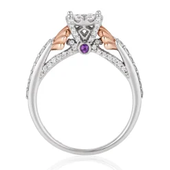 Enchanted Disney Fine Jewelry 14K White Gold and Rose Gold with 5/8 CTTW Diamond and Amethyst Ariel Shell Composite Engagement Ring