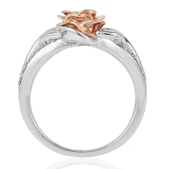 Enchanted Disney Fine Jewelry 14K White Gold and Rose Gold 1/4 CTTW Belle Fashion Ring