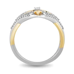 Enchanted Disney Fine Jewelry Sterling Silver and 10K Yellow Gold with 1/4 CTTW Diamond Anna Ring