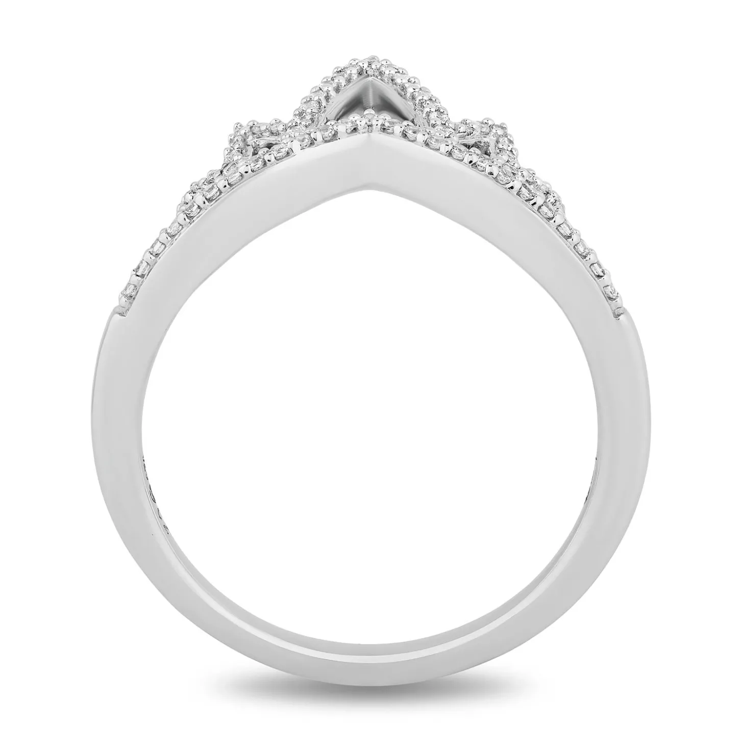 Enchanted Disney Fine Jewelry Sterling Silver With 1/5 CTTW Diamond Tiana Crown Ring