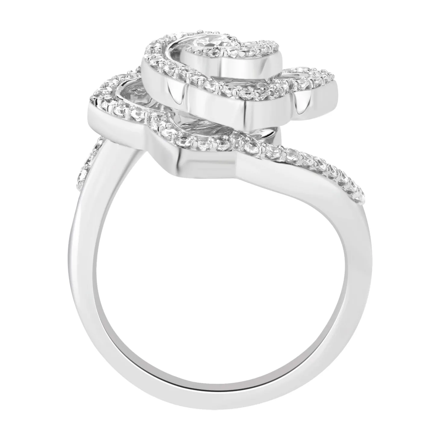 Enchanted Disney Fine Jewelry 14K White Gold 5/8 CTTW Belle Rose Ring