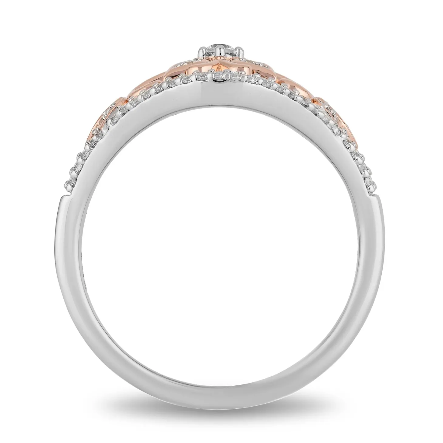 Enchanted Disney Fine Jewelry Sterling Silver and 10K Rose Gold with 1/4 CTTW Jasmine Ring