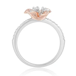 Enchanted Disney Fine Jewelry Sterling Silver and 10K Rose Gold with 1/4  CTTW Diamond Rapunzel Ring