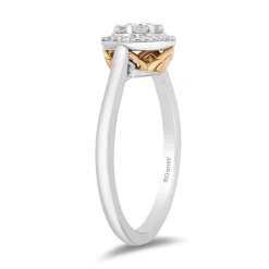 Enchanted Disney Fine Jewelry Sterling Silver and 10K Yellow Gold with 1/4 CTTW Diamonds Jasmine Ring