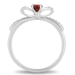 Enchanted Disney Fine Jewelry Sterling Silver 1/10 CTTW Diamond and 4mm Round Garnet Snow White Fashion Ring